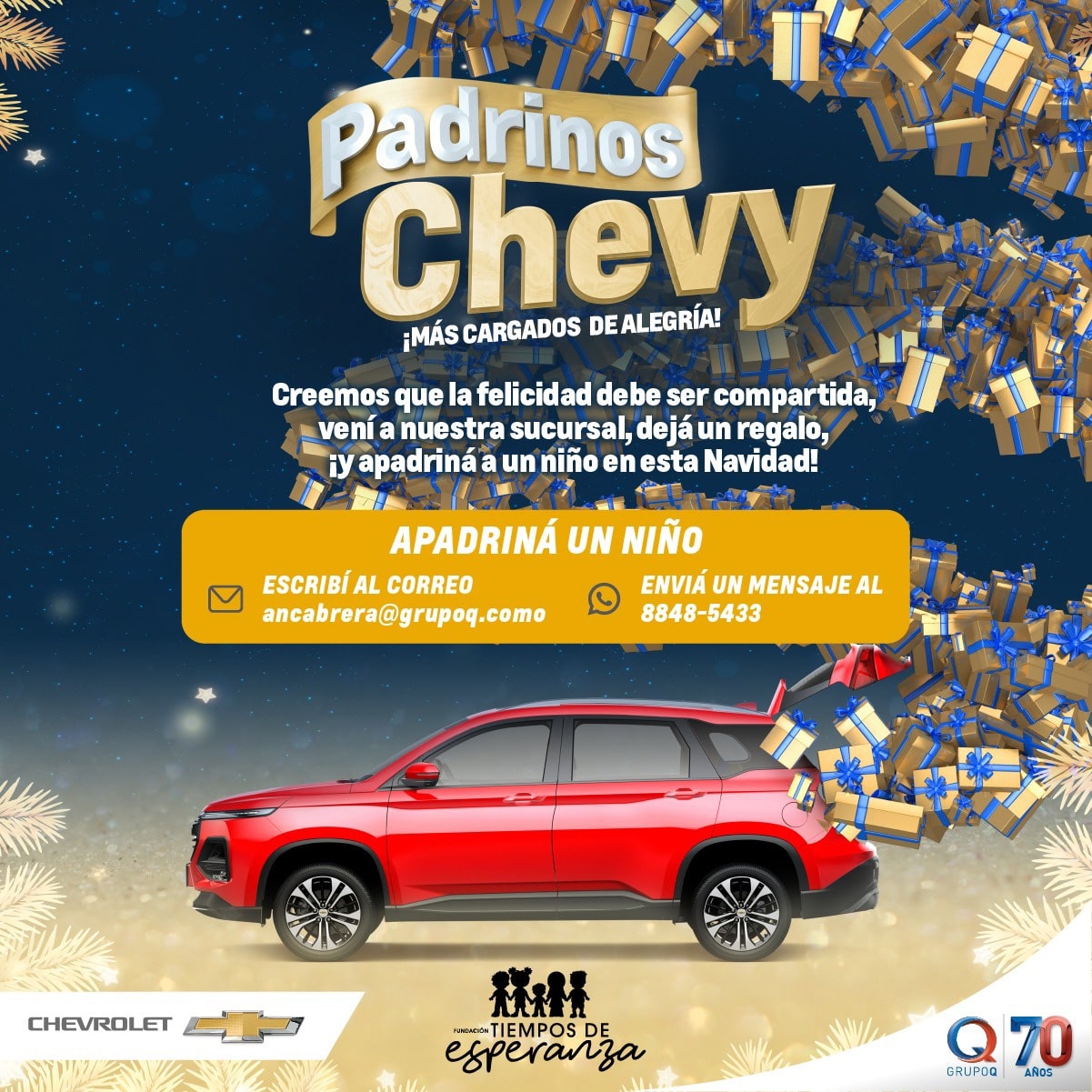 Padrinos Chevy para beneficiar a 150 niños de la Zona Sur esta Navidad.